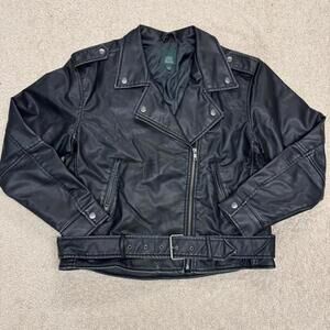 Faux Leather Moto Jacket Oversized Wild Fable Black SMALL NWT